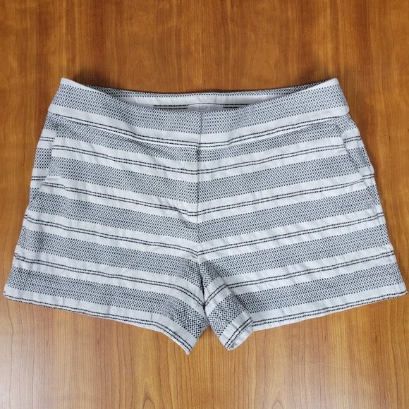 LOFT Black & White Striped Woven Cotton Riviera Shorts - 10 - Picture 6 of 9